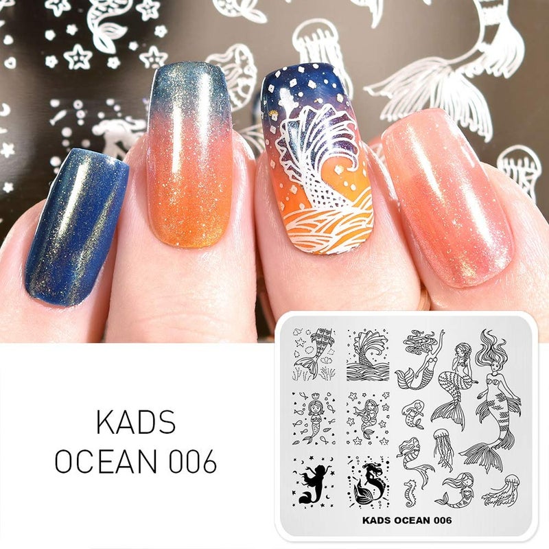 KADS Stamping Plates for Nail Art Ocean Mermaid Template Image Plate Stencil Nails Tool(OC006) - Image 1